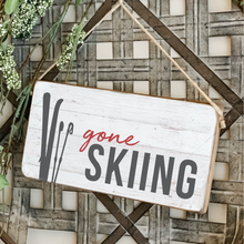 Load image into Gallery viewer, Gone Skiing Twine Hanging Sign
