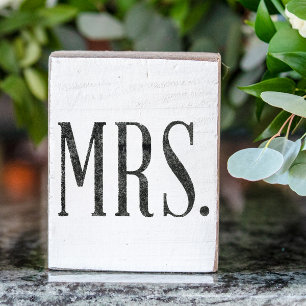 Mrs. Wedding Font Decorative Wooden Block