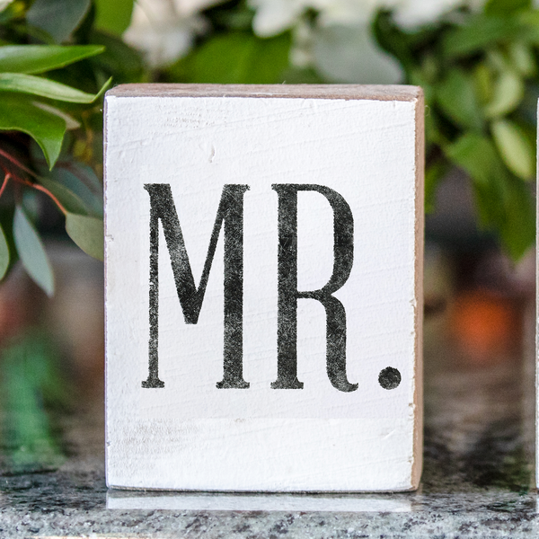 Mr. Wedding Font Decorative Wooden Block