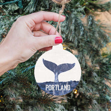Load image into Gallery viewer, Personalized Indigo Whale Tail Bulb Ornament
