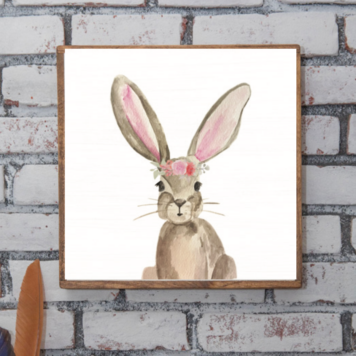 Floral Bunny 24” x 24” Wall Art