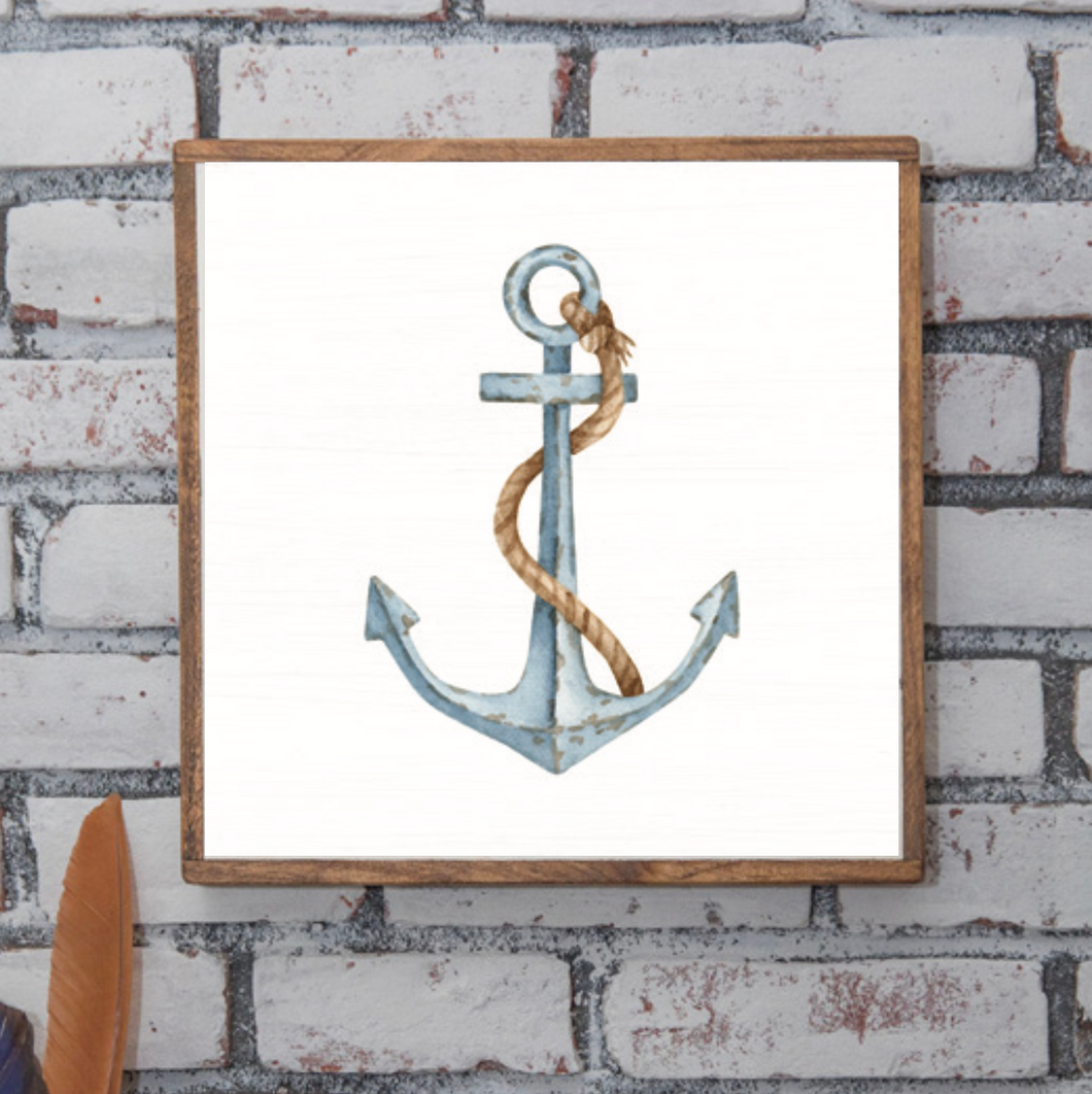Watercolor Anchor 24” x 24” Wall Art