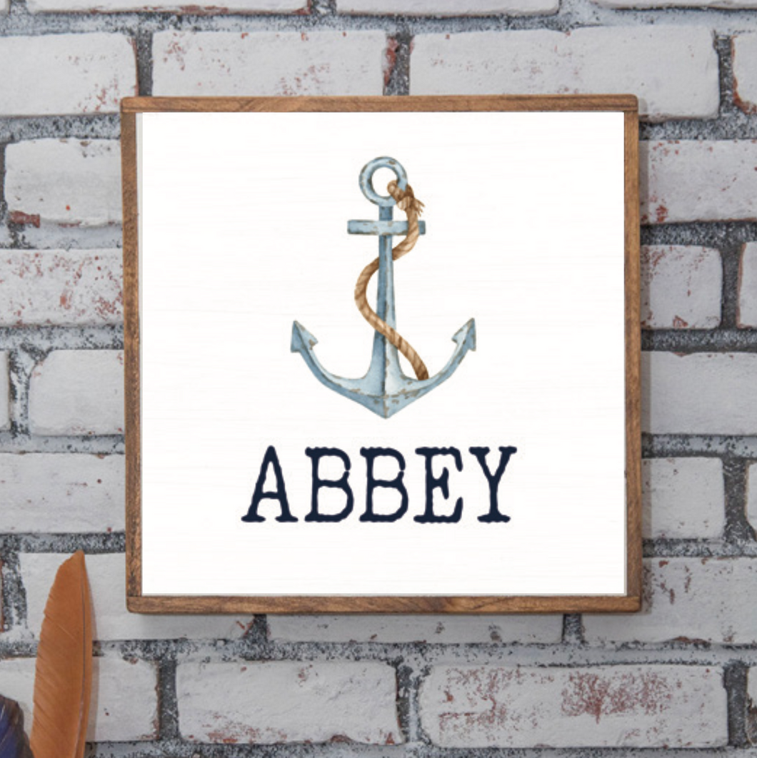 Personalized Watercolor Anchor 24” x 24” Wall Art