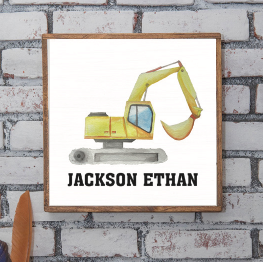 Personalized Digger 24” x 24” Wall Art
