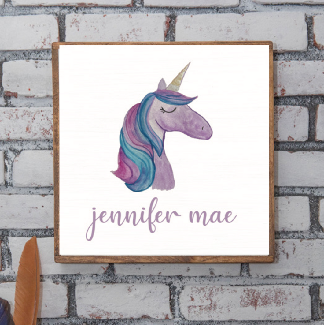 Personalized Unicorn 24” x 24” Wall Art