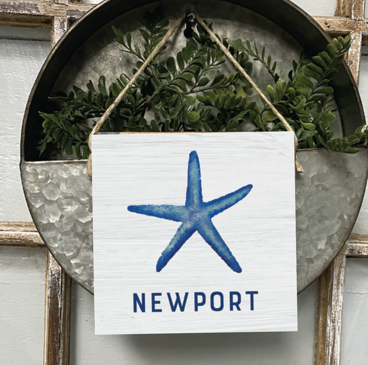 Personalized Starfish & Your Word Square Twine Sign