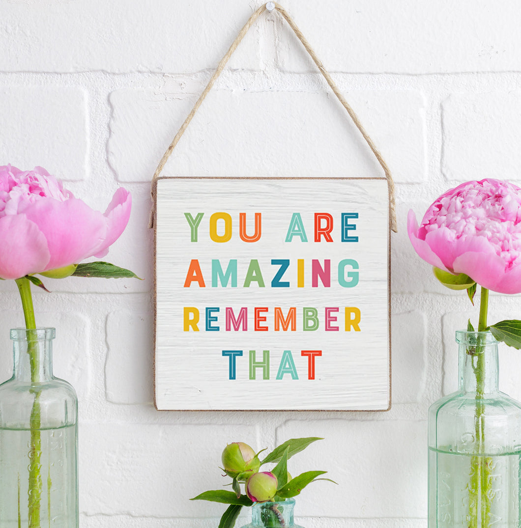 Rainbow You Are Amazing Square Twine Sign