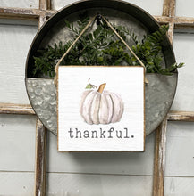 Load image into Gallery viewer, Thankful Pumpkin Square Twine Sign

