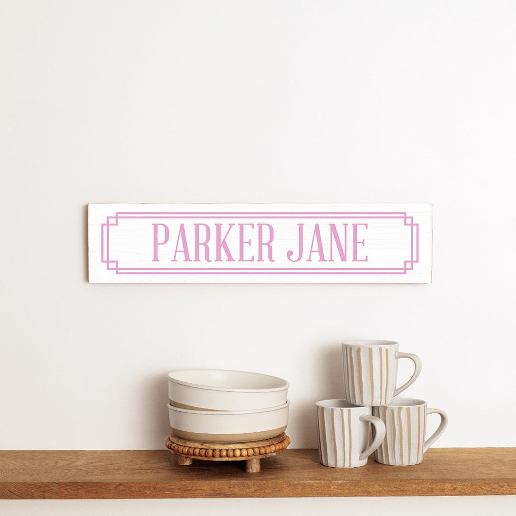Personalized Pink Gingham Barn Wood Sign