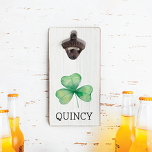 Load image into Gallery viewer, Personalized Watercolor Shamrock Bottle Opener
