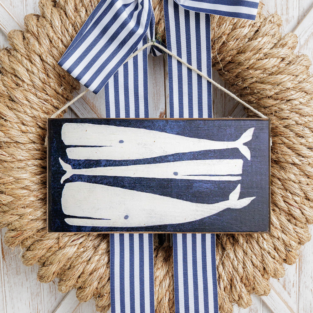Three Whales Twine Hanging Sign