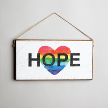 Load image into Gallery viewer, Rainbow Hope Heart Twine Hanging Sign

