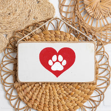 Load image into Gallery viewer, Paw Heart Twine Hanging Sign
