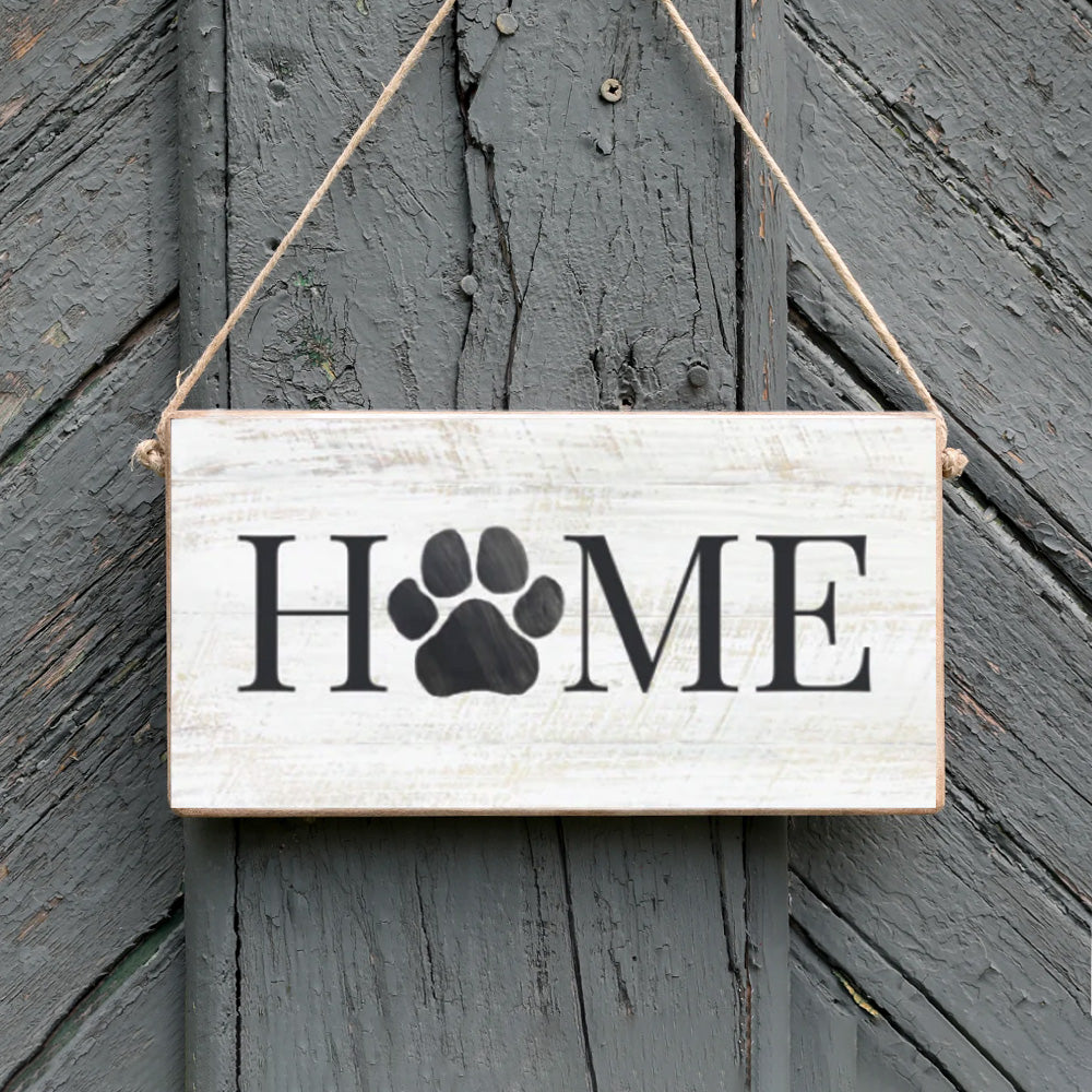Home Paw Print Twine Hanging Sign