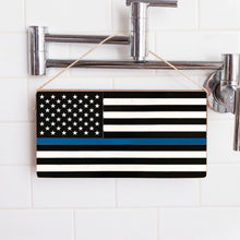 Load image into Gallery viewer, Thin Blue Line Flag Twine Hanging Sign
