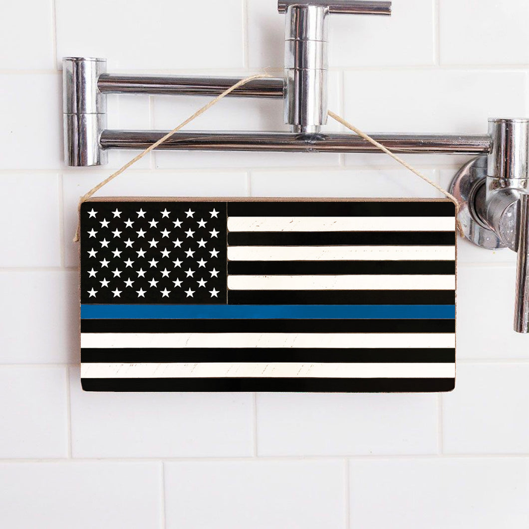 Thin Blue Line Flag Twine Hanging Sign