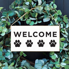 Load image into Gallery viewer, Welcome Paw Print Twine Hanging Sign
