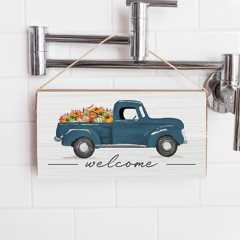 Fall Truck Twine Hanging Sign