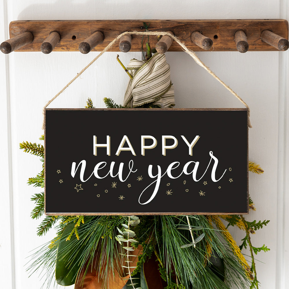 Happy New Year Twine Hanging Sign