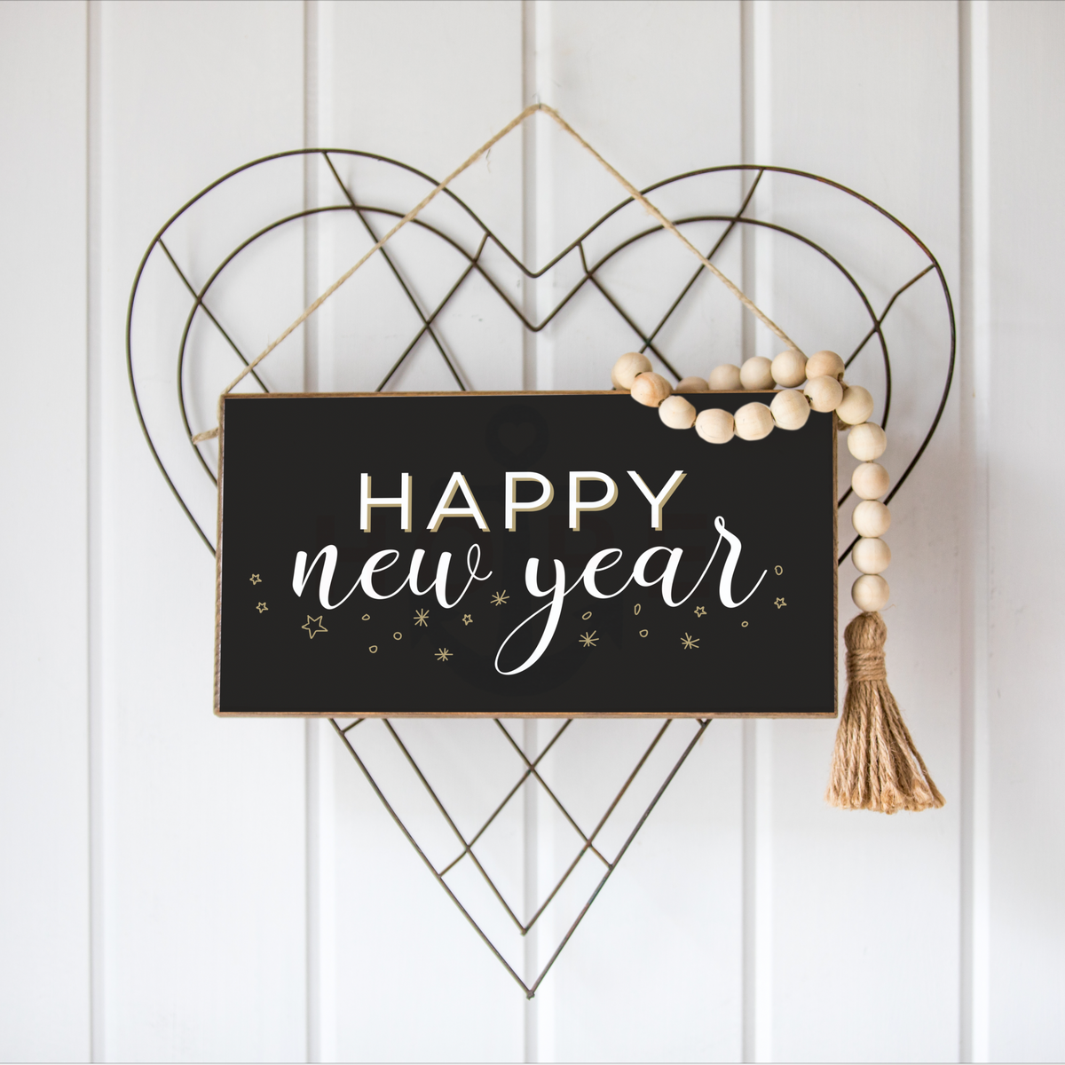 Happy New Year Twine Hanging Sign