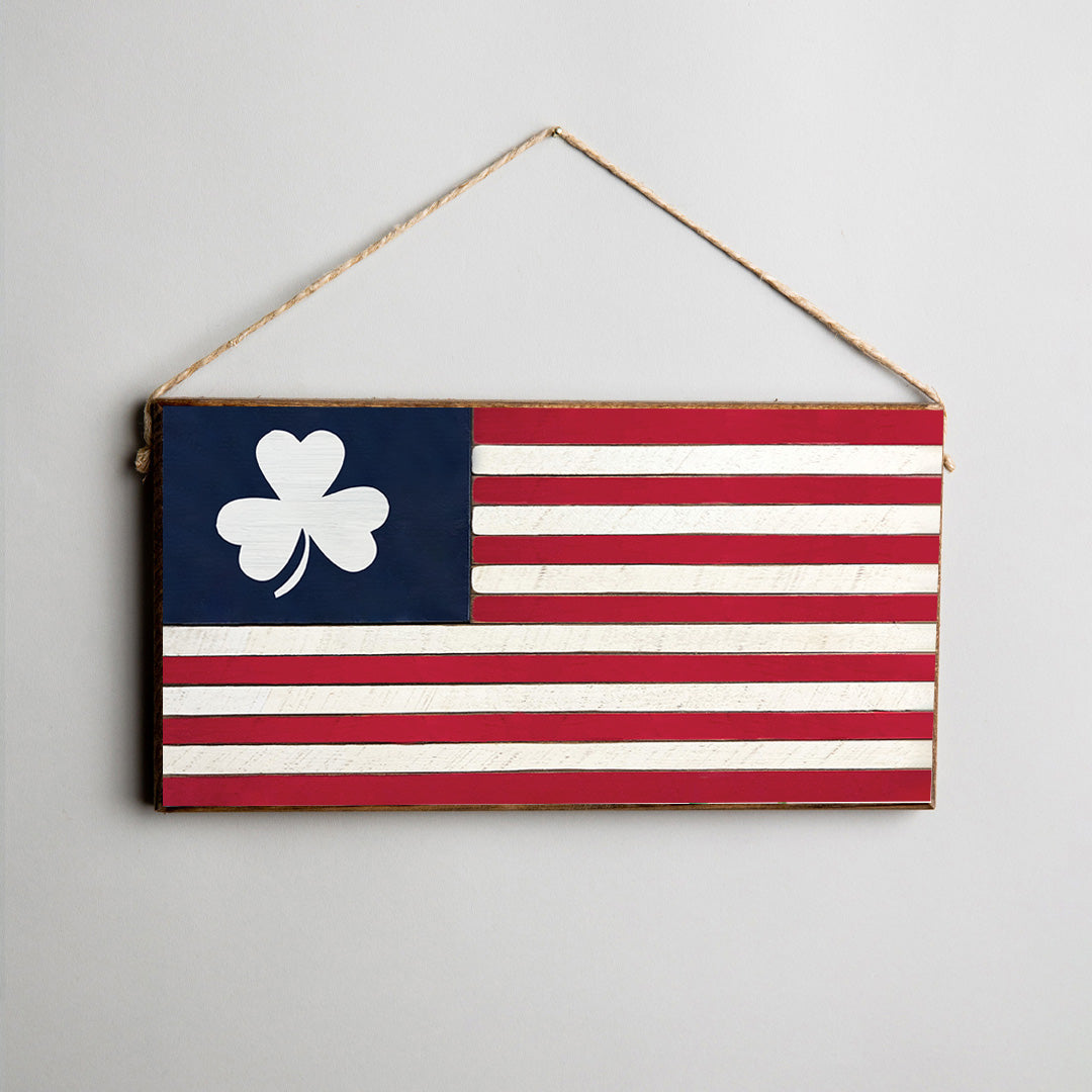 Shamrock Flag Twine Hanging Sign