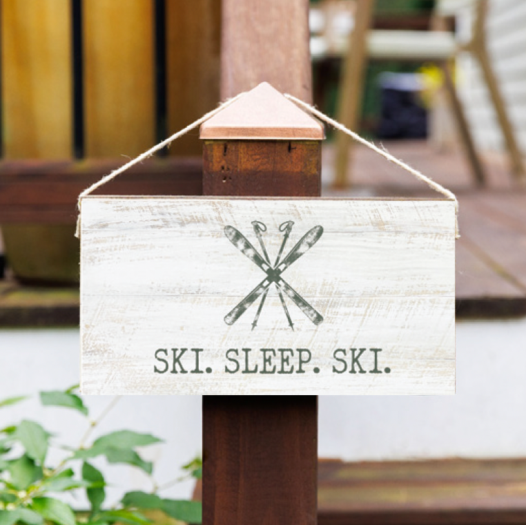 Ski Sleep Ski Twine Hanging Sign