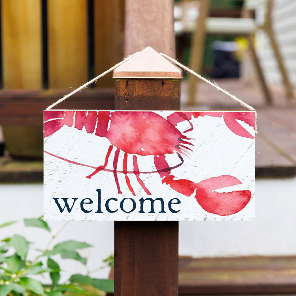 Welcome Lobster Twine Hanging Sign