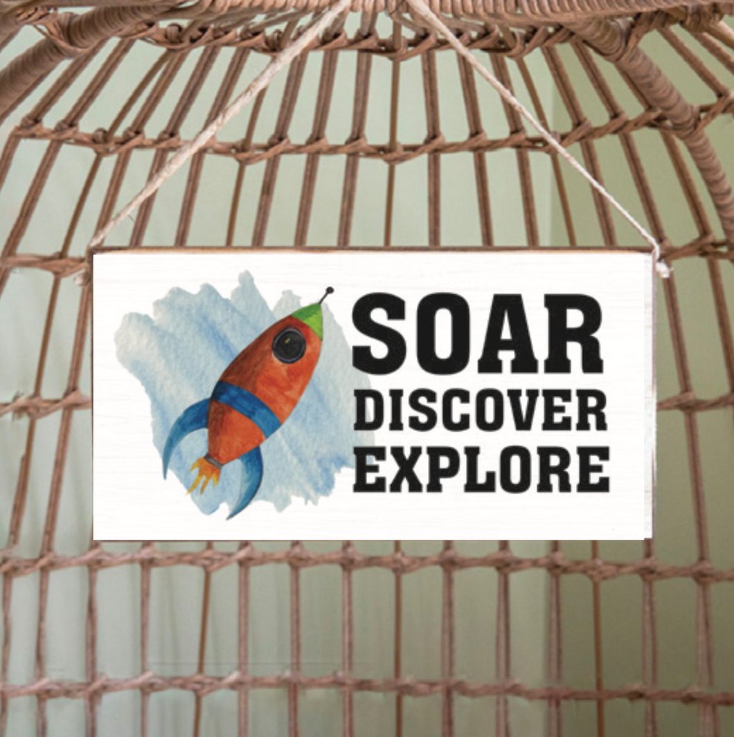 Soar Discover Explore Twine Hanging Sign