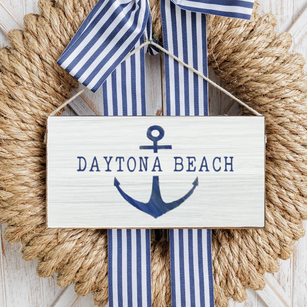 Personalized Split Modern Anchor Twine Hanging Sign