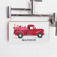 Load image into Gallery viewer, Personalized Heart Truck Twine Hanging Sign
