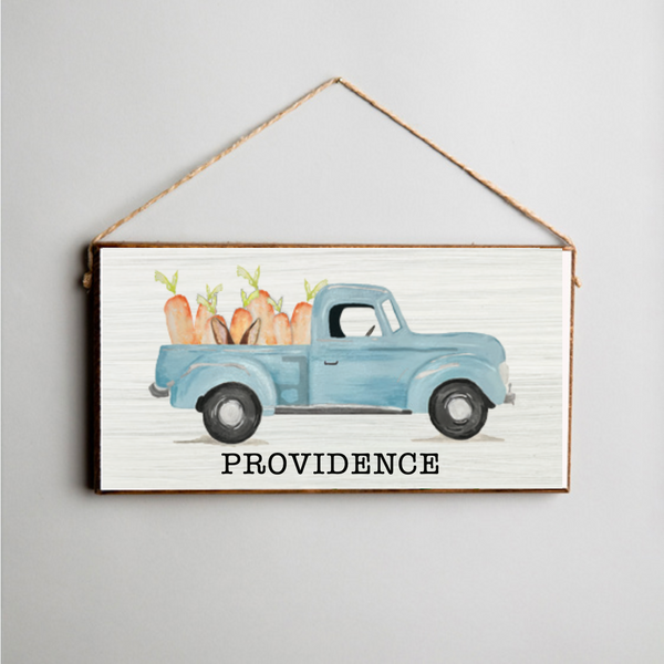 Personalized Easter Bunny Truck Twine Hanging Sign