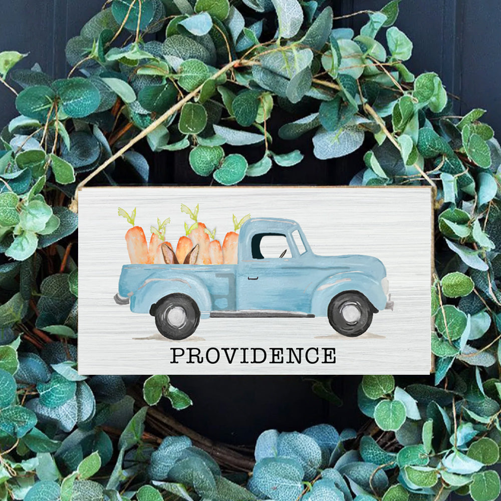 Personalized Easter Bunny Truck Twine Hanging Sign
