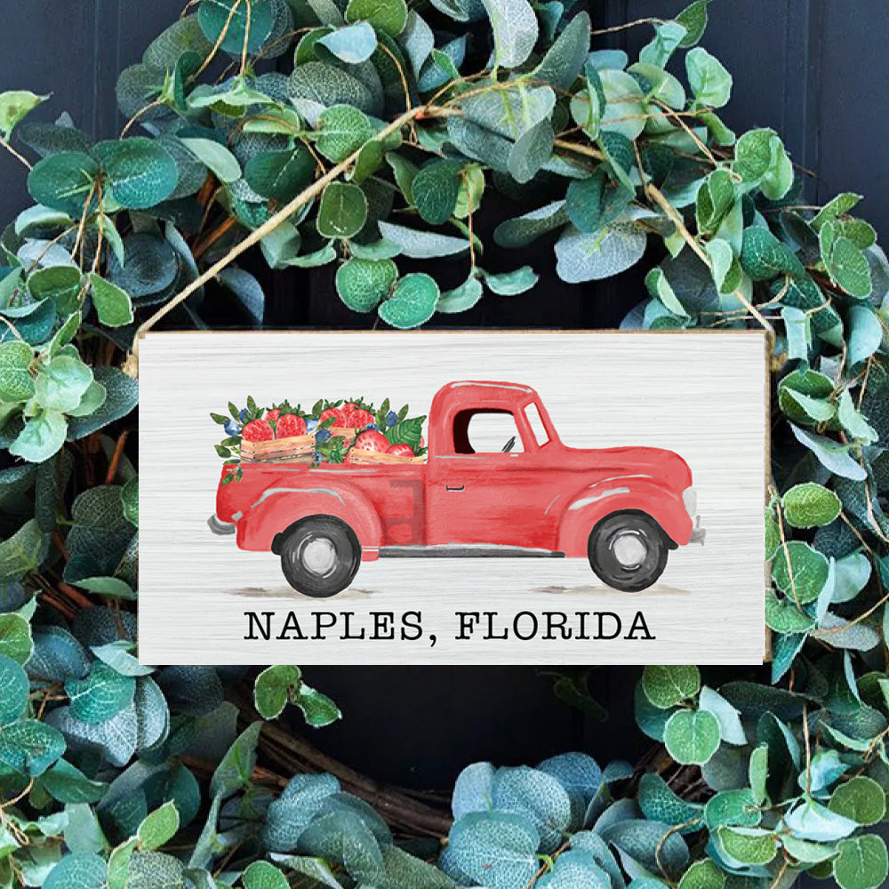 Personalized Berries Truck Twine Hanging Sign