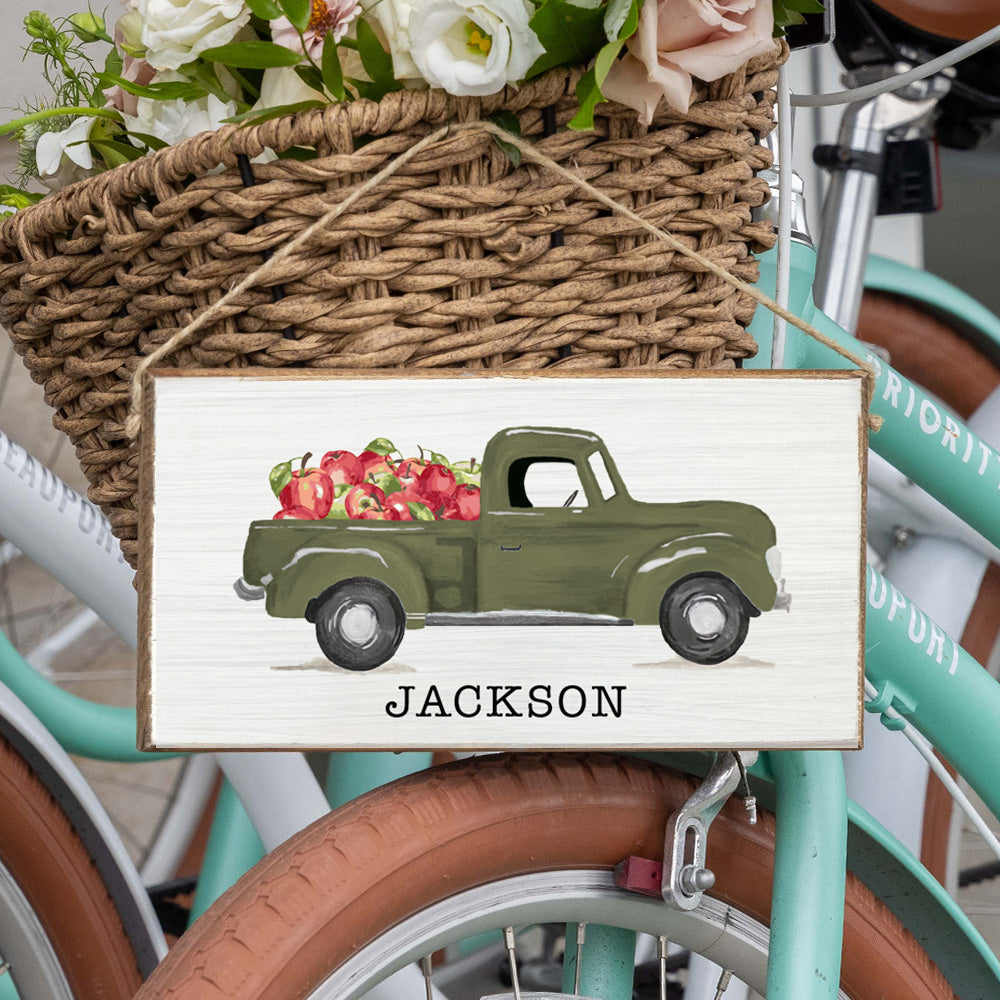 Personalized Apple Truck Twine Hanging Sign