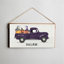 Load image into Gallery viewer, Personalized Jack-O-Lantern Truck Twine Hanging Sign
