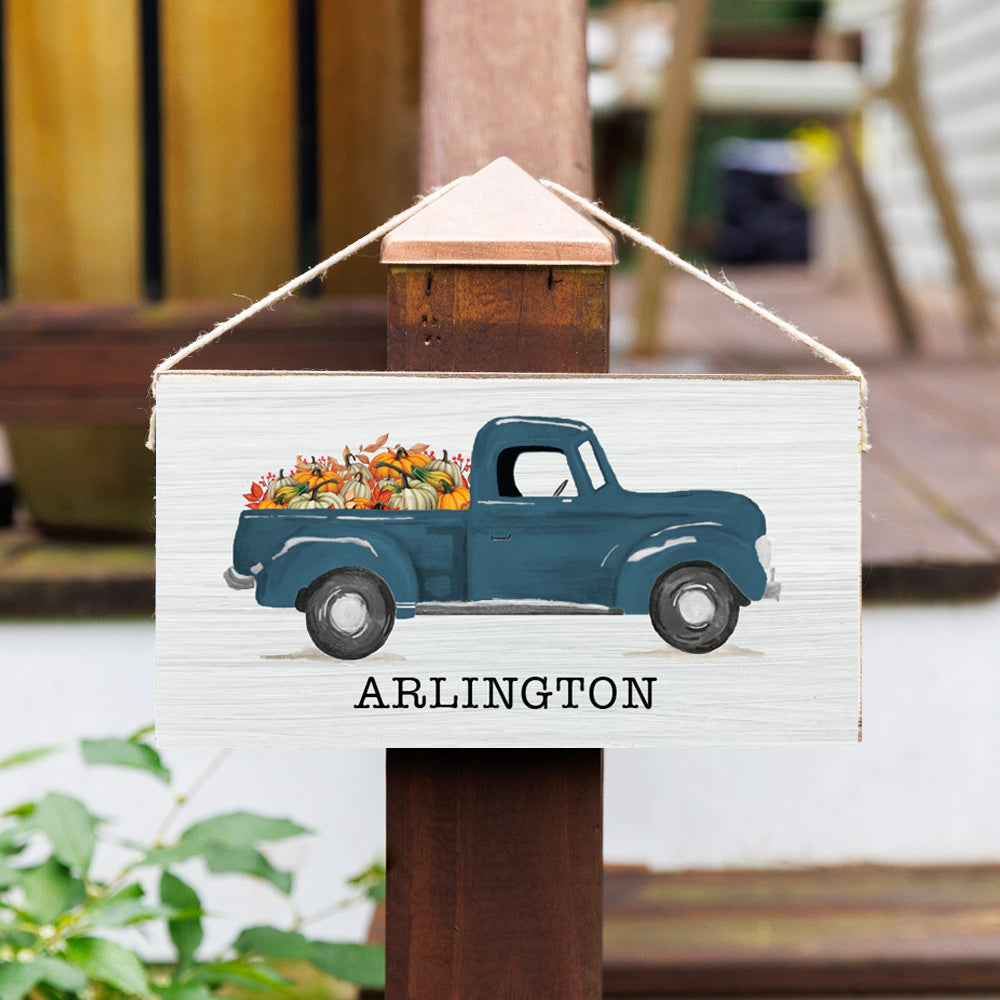 Personalized Fall Truck Twine Hanging Sign