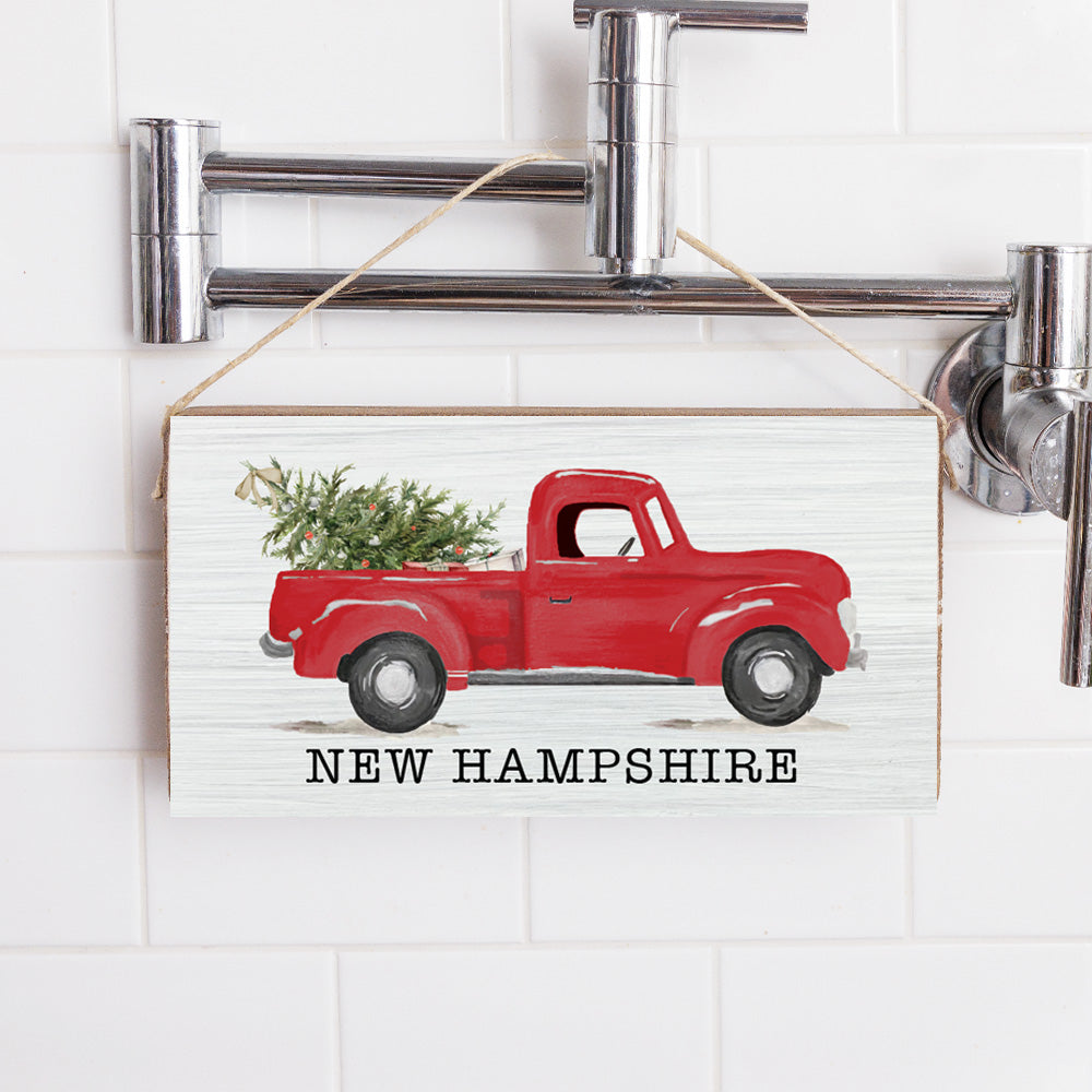 Personalized Christmas Tree Truck Twine Hanging Sign