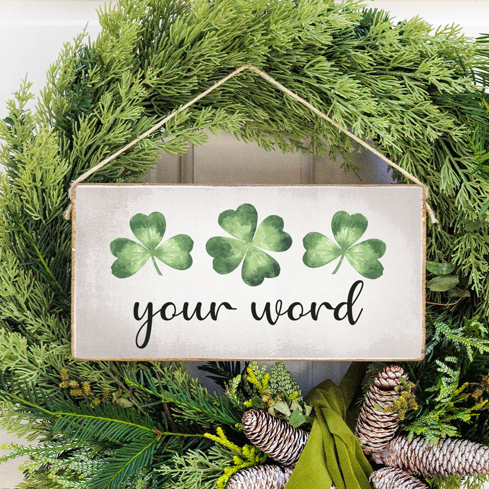 Personalized Shamrocks Twine Hanging Sign