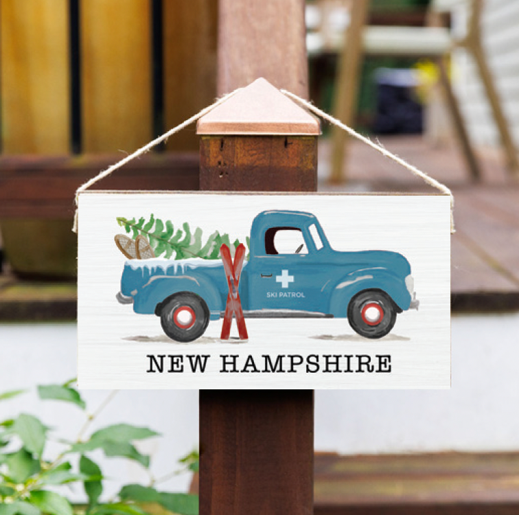 Personalized Ski Patrol Truck Twine Hanging Sign