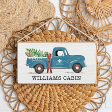 Load image into Gallery viewer, Personalized Ski Patrol Truck Twine Hanging Sign
