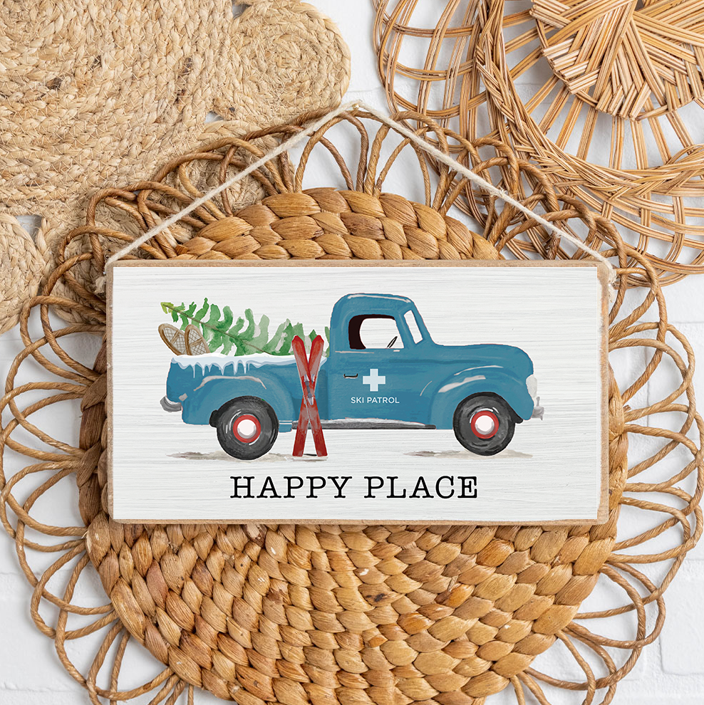 Personalized Ski Patrol Truck Twine Hanging Sign