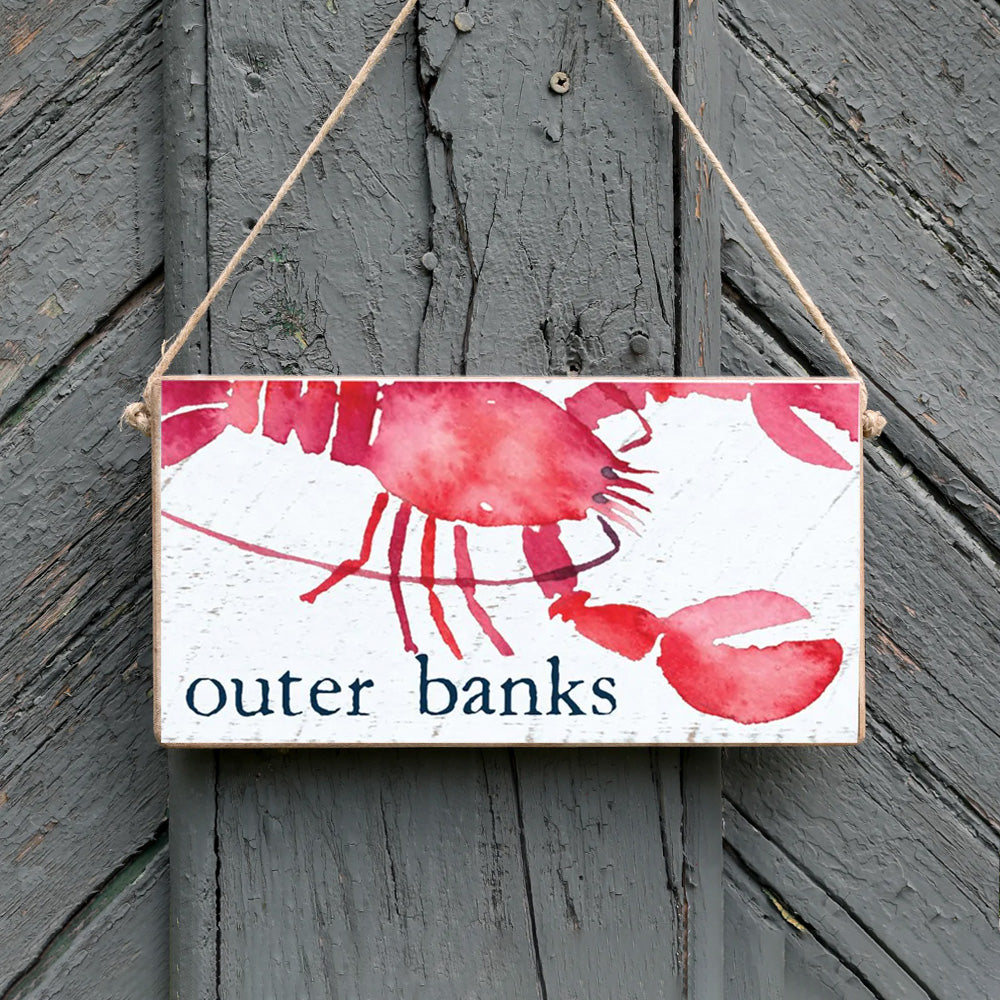 Personalized Watercolor Lobster Twine Hanging Sign