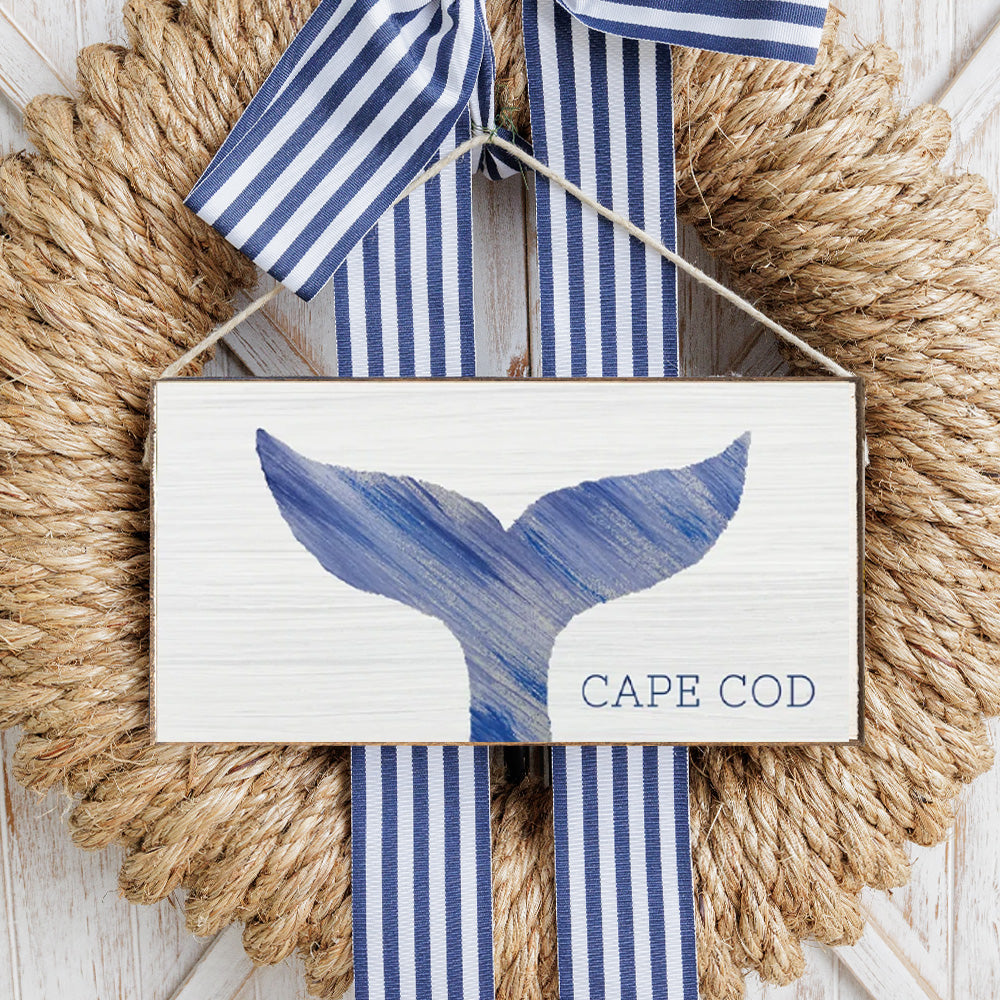 Personalized Whale Tail Twine Hanging Sign