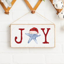 Load image into Gallery viewer, Joy Santa Starfish Twine Hanging Sign
