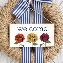 Load image into Gallery viewer, Fall Hydrangea Twine Hanging Sign
