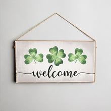 Load image into Gallery viewer, Welcome Shamrocks Twine Hanging Sign
