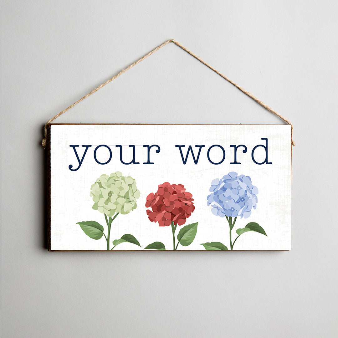 Personalized Welcome Patriotic Hydrangeas Twine Hanging Sign