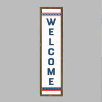 Welcome Patriotic Stripes Framed Barn Wood Sign