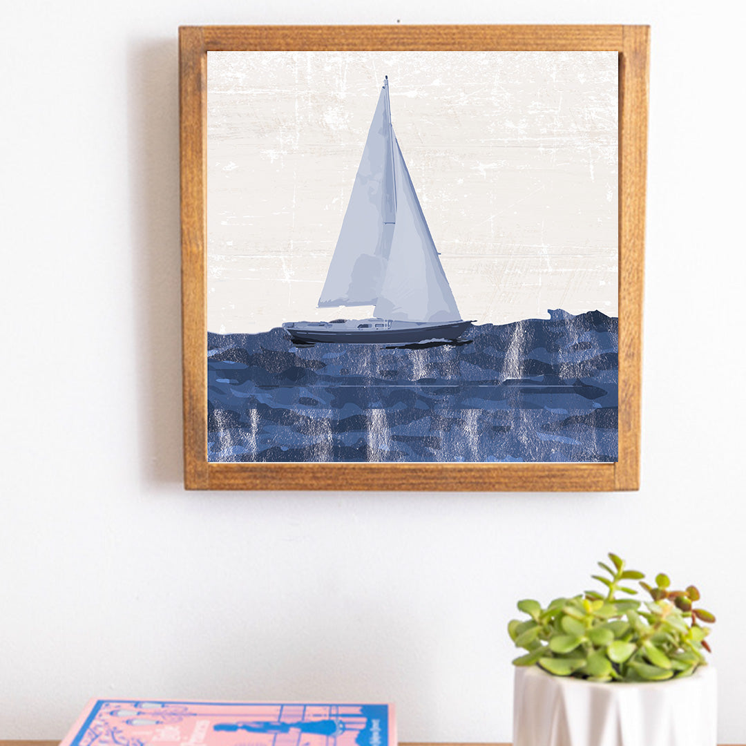 Indigo Sailboat 12" x 12" Wall Art