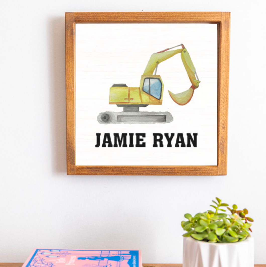Personalized Digger 12” x 12” Wall Art